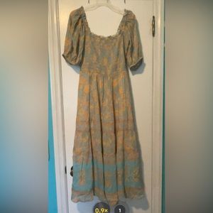 Spell and the Gypsy Juniper Shirred midi dress ( L)